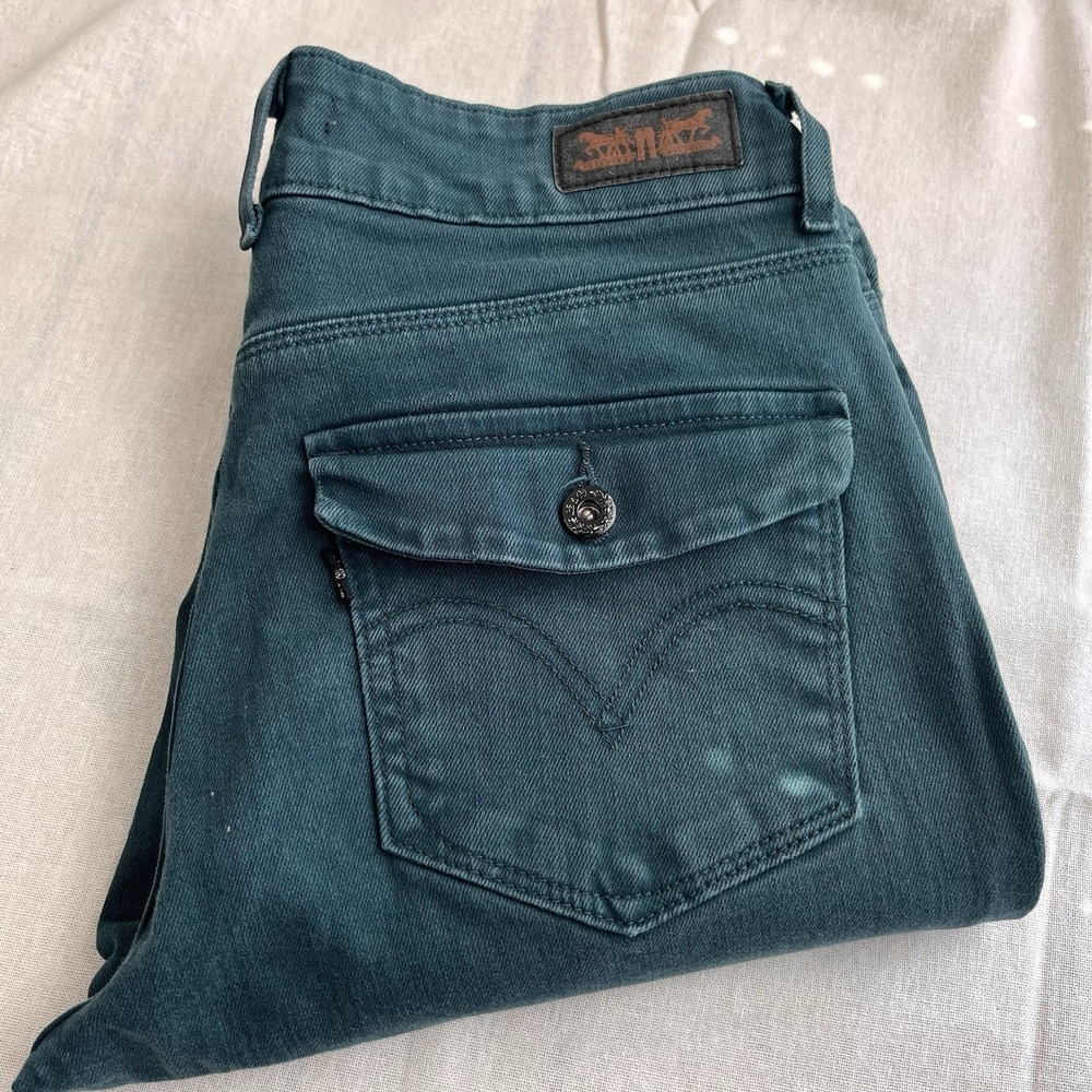 Levi's Jeans Women's 6M Rare Teal Mid-Rise Skinny Pants Button Pocket 28 X 28.5